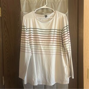 3/$10 SHEIN White Long Sleeve Top with Multicolor Stripes